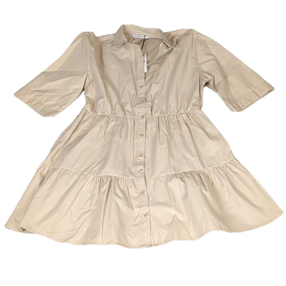 Stradivarius cream button down dress size large